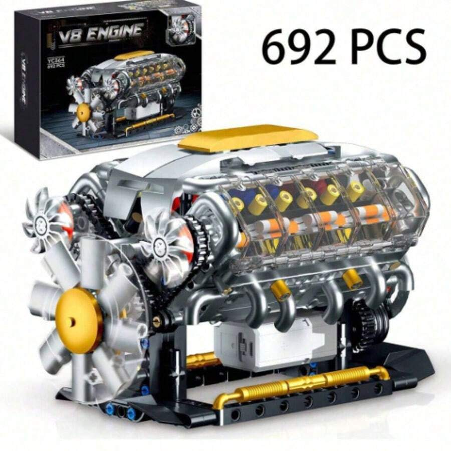 1 buah Mainan Balok Bangunan Mesin V8 Supercar Kreatif, Mainan Rakitan Model Mesin V8, Mainan Model Mini Mesin V8 DIY MOC, Proyek Konstruksi STEM untuk Dewasa, Mainan Edukasi Sains Fisika, Model Pajangan Meja, Hadiah Ulang Tahun, Mainan Balok Bangunan - MultiWarna - View 1