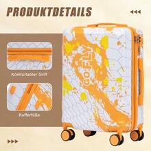 Custom PC Spinner Wheel Suitcase, Hand Luggage Suitcase, With Printed Pattern And Combination Lock - Orange - View 7