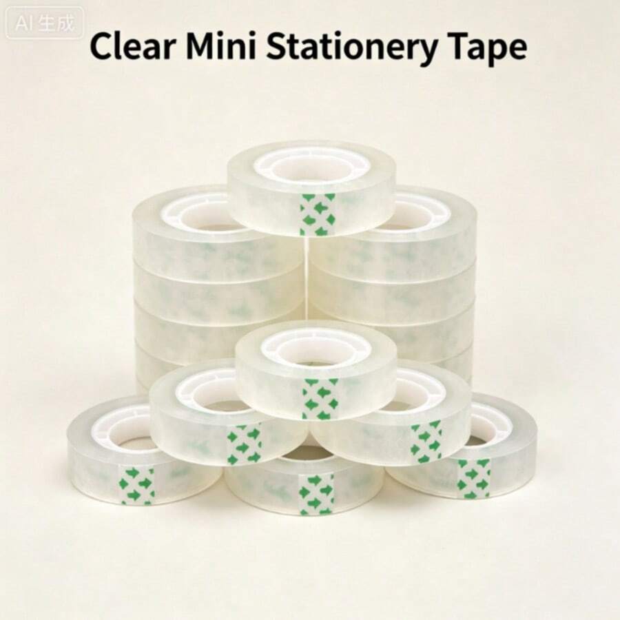 1.2cm Wide Transparent Mini Stationery Tape Roll, Thickened Strong Adhesive Clear Tape, Suitable For Office, School, Gift Wrapping, Paper Repair And Daily Craft Use - Transparent Self-adhesive Tape - View 1