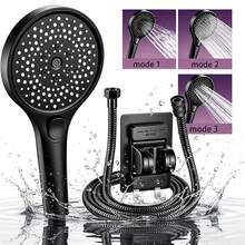 Extra Large High Pressure Shower Head, 3 Spray Modes | Complete Handheld Shower Set With Long Hose And Wall Mount Bracket, Suitable For Low Water Pressure Bathrooms - Shower Head - View 2