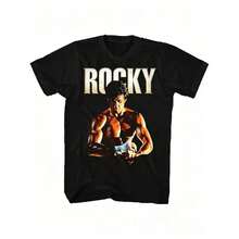 Men's Rocky Balboa Graphic T-Shirt: Featuring A Classic Design Inspired By Rocky Balboa And Creed, This Black T-Shirt With White Text Is Perfect For Casual Wear Year-Round. - 酒紅色 - 查看 1