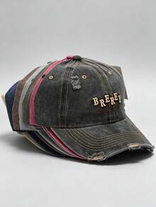 1 pieza Gorra de béisbol lavada con letra bordada para hombres, diseño ajustable, adecuada para senderismo, escalada, viajes y protección solar - A - Ver 10