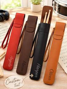 Tas Stik Drum yang Dipersonalisasi - Hadiah Drummer yang Dapat Disesuaikan, Dengan Gantungan Kunci Logam, Kotak Penyimpanan Stik Drum Kulit PU Tahan Lama, Perlindungan Anti Gores - Hadiah Ulang Tahun/Liburan Drummer, Cokelat Tua/Merah/Hitam - Aksesori Musisi, Dengan Kantong Penyimpanan - MultiWarna - View 6