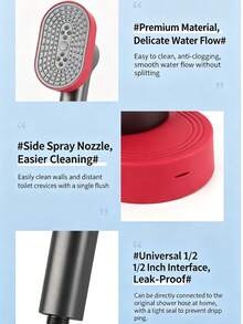 Handheld Shower Head - Pressurized Shower Head, 4 Water Flow Modes + 360° Rotation Adjustment Function, Anti-Drop And Durable Handheld Spray Head, Equipped With One-Touch Water Stop Function And Anti-Clogging Design, Suitable For Bathing, Bathroom Accessory Replacement, Home And Living Cleaning Scenarios - Multicolor - View 7