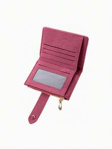 SHABILI Vintage Short Women's Coin Purse Wallet, Exquisite PU Leather Bifold, Large Capacity With Multiple Card Slots And ID Holder - Hot Pink - View 3