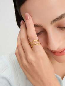Ashenrae Anillo abierto de acero inoxidable de estilo minimalista versátil y de diseño de nicho a la moda - 9 de oro - Ver 4