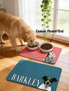 1pc Customized Pet Feeding Mat, Personalized Pet Photo + Name Mat, Personalized Dog Feeding Mat, Customized Cat Floor Mat, Unique Gift For Pet Lovers, Ideal Birthday Choice - Multicolor - View 1