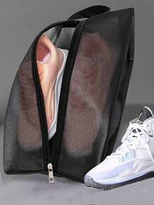 Fabric Shoe Storage Bag, Portable Travel Wardrobe Bag, Transparent Hanging Shoe Organizer, Shoe Box, Shoe Rack Accessories, Suitable For Travel, Cruise, Summer, Dorm, Home, Hotel - Black - View 5