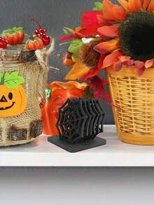 Halloween Spider Web Wooden Coaster, Creative Hollow Desktop Decoration, Gothic Style Personalized Pot Holder, Suitable For Party, Wedding, Birthday, Holiday, Home Decor - Black - View 8