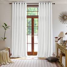Cortina De Terciopelo Liso Con 8 Botones (1 Pieza), Tejido Suave Y De Alta Calidad, Mejora El Estilo De Su Hogar, Perfecta Para Complementar Cualquier Estilo De Decoración Moderna. - Blanco - Ver 2