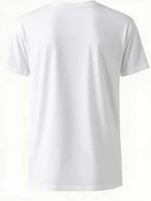 Camiseta Estampada para Hombre - Camiseta de Cuello Redondo de Poliéster Suave y Transpirable con Estampado Geométrico Elegante y Moderno|       Atuendo Casual y Cómodo|       Moda Casual - Blanco - Ver 2