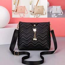 2026 New Fashion Japanese Style Cat Head Pearl Pendant Shoulder Bag, Fresh Sweet Rainbow Woven Crossbody Bag - Multicolor - View 11