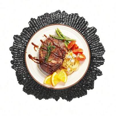 24PCS Charger Plates Bulk, 13 Inch Plastic Reef Plate Chargers Floral Reef Table Plate Chargers For Wedding, Halloween, Thanksgiving, Christmas, Party, Display [A Good Gift For Family And Friends]