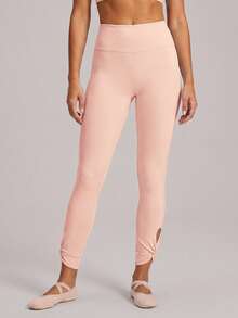 Sodalemon Women's Twisted Leg Elastic Fitness Ballet Yoga Leggings, Running Gym Seamless Front Leggings, Casual Outdoor Sports Pants - Pink - View 5