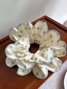 1pc Women's Floral Sweet Fashion Casual Flower Lace Hair Scrunchie, Suitable For Daily Wear - Beige - View 9