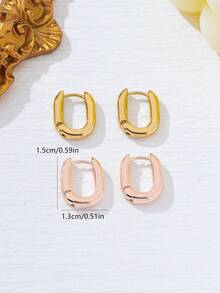 1 Pair Exquisite Minimalist Glossy Oval Fashion Earrings, Versatile For Women's Daily Casual, Party, Gathering And Vacation - Oval Earrings - View 5
