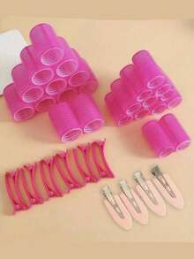 Set da 18 pezzi di bigodini soffici per capelli da donna, include bigodini autoadesivi e fermagli senza segni - adatto per donne e ragazze, volume di qualità da salone a casa, perfetto per sollevare le radici, onde morbide o styling quotidiano. Riutilizzabile, tenuta sicura, essenziale quotidiano, kit di strumenti per lo styling dei capelli rapido e senza sforzo - Multicolore - Visualizzare 8