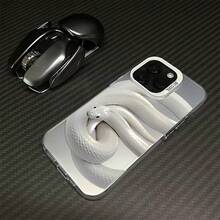 Coiling White Snake Phone Case Suitable For Apple 14 Pro Max,  15 Pro, Advanced 16 Pro, 17 New - 彩銀殼-白色-盤旋大白蛇 - 查看 4