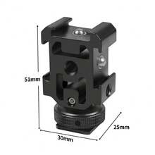 3-Way Cold Shoe Extension Mount 1 To 3 Cold Shoe Adapter Bracket Compatible With Camera Cage DSLR Mirrorless Camera, Hot Shoe Expander For Fill Light Microphone Photography Accessories - View 11