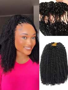 OQ Hair Invisible String Feather Afro Curly Crochet Human Hair 16-24 Inch Perfect For Boho Braids Natural Color No Chemical Process High Quality Daily Use For Beginners - SNatural - View 4