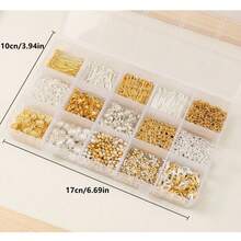 1200pcs Bracelet Making Kit, 15-Compartment Storage Box, Alloy Beads Jewelry Accessories Set, Gold/Silver/Mixed Color, DIY Handmade Gift, Suitable For Beginners - Metal Hardware Set - View 10