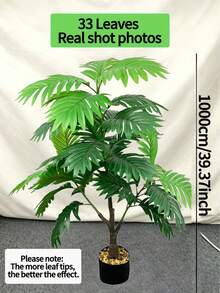 2pcs Artificial Plants, 60-125cm Tall, Including Fake Palm Tree, Tropical Palm Leaves And Tall Trees. Realistic Plastic Monstera Leaves Suitable For Home, Kitchen, Outdoor And Office Indoor Decor. - Multicolor - View 4