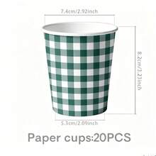 彩色格紋茶會/野餐主題紙杯 - 10/20/60個，適用於下午茶、生日、節日、主題派對、家庭野餐及其他場合 - 彩色 - 查看 21