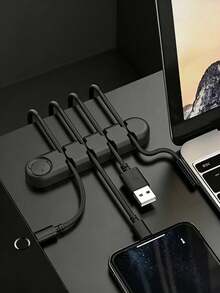 可愛熊矽膠線材整理夾 自黏式電線收納夾 桌面線材管理夾 適用於 USB 充電線、耳機線收納 - 彩色 - 查看 2