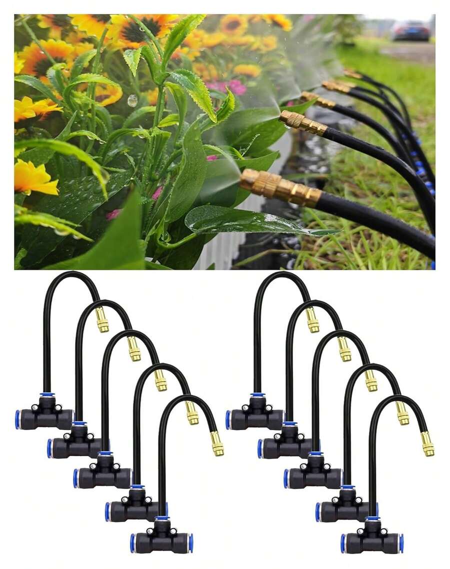 Drip Irrigation System - 360° Adjustable Micro Sprinkler Kit, Easy Tool-Free Installation, Fine Mist Spray For Potted Garden Plants, Greenhouse - 20件組滴灌配件套裝 - 查看 1