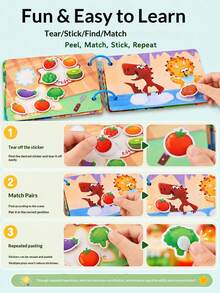 Children's Educational Fun Games, Children's Educational Fun Games, Travel Friendly, Suitable For 3-6 Years Old Boys And Girls Christmas Gifts, Halloween Gifts, Holiday Gifts, Quiet Book, Tear-Off Book, Sticker Book, Children's Educational Toys, DIY Handmade - Multicolor - View 6