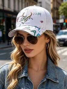 New Graffiti Embroidered Baseball Cap, Casual Baseball Cap, Outdoor Daily Versatile Sun Protection Shade Cap - Multicolor - View 2
