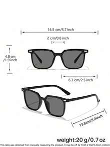 2 PCS Men's Classic Square Fashion Glasses Black Polycarbonate Frame Multicolor Lenses Casual Style Lightweight For Travel Outdoor With Glasses Box - Multicolor - View 9