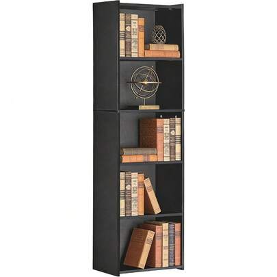 5-Tier Open Bookcase And Bookshelf, Open Storage Shelf, Freestanding Display Storage Shelves Tall Book Shelf For Bedroom, Living Room And Office (Black)