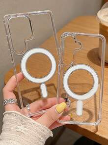 Minimalistische magnetische stoßfeste transparente Acryl-Hartschale kompatibel mit Samsung Galaxy S25 S24 S23 Ultra S21FE und einer Reihe von Telefonen 17/16/15/14/13/12/11 Pro Pro Max. Diese kabellose Ladehülle zeichnet sich durch stoßfestes Design, einfaches transparentes Aussehen und eine magnetische Abdeckung aus. Geburtstagsgeschenk, Jahrestagsparty, Geschäftlich, Professionell, Büro - Transparent - Übersicht 5