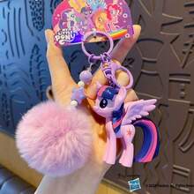 Hasbro My Classic Hanging Decor, Including Twilight Sparkle, Rainbow Dash, Applejack, Rarity, Fluttershy And Pinkie Pie; Creative Bag Charms. - Pom-pom Keychain - View 10