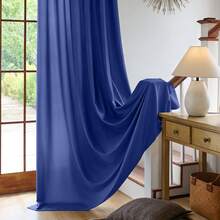 Plain Velvet Curtain With 8 Buttons (1 Piece), Soft And High Quality Fabric, Enhances The Style Of Your Home, Perfect To Complement Any Modern Decor Style. - Biru Terang - View 5