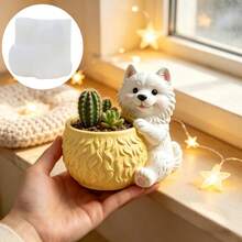 Cute Samoyed Dog Shaped Clay Silicone Mold Flowerpot, Embossed Dog Hug Flowerpot Shape Planting Succulent Plant Flowerpot Gypsum Mold, DIY Gypsum/Resin/Clay Dog Storage Box Mold, Ideal Choice For Home Decoration And Holiday Gifts - A - View 8