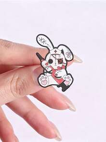 1件/組 暗黑時尚金屬琺瑯胸針 天使/惡魔刺繡徽章 Y2K卡通徽章 送給朋友的最佳禮物 - 彩色 - 查看 9