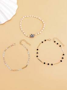 Ocean Style Seashell Pendant Bohemian Glass Bead Anklet Multi-Piece Set - Multicolor - View 4