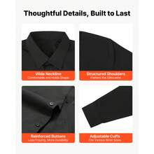 Chemise boutonnée pour homme, chemise habillée à manches longues infroissable, coupe ajustée, tissu stretch doux, idéale pour les occasions formelles ou décontractées, le travail et les mariages. - L - Voir 5
