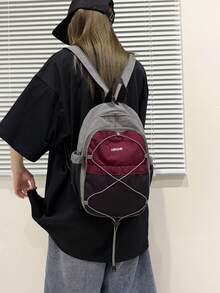 1個新款休閒時尚小後背包，旅行登山後背包，單車運動後背包，大學風學生書包，通勤購物旅行包，女款健身包 - 紅色 - 查看 5