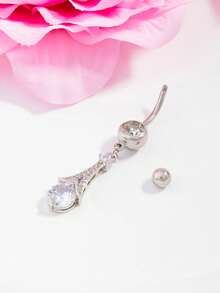 1pc Beach Vacation Style Water Drop Belly Button Ring Women Body Jewelry Elegant Navel Piercing - Multicolor - View 2