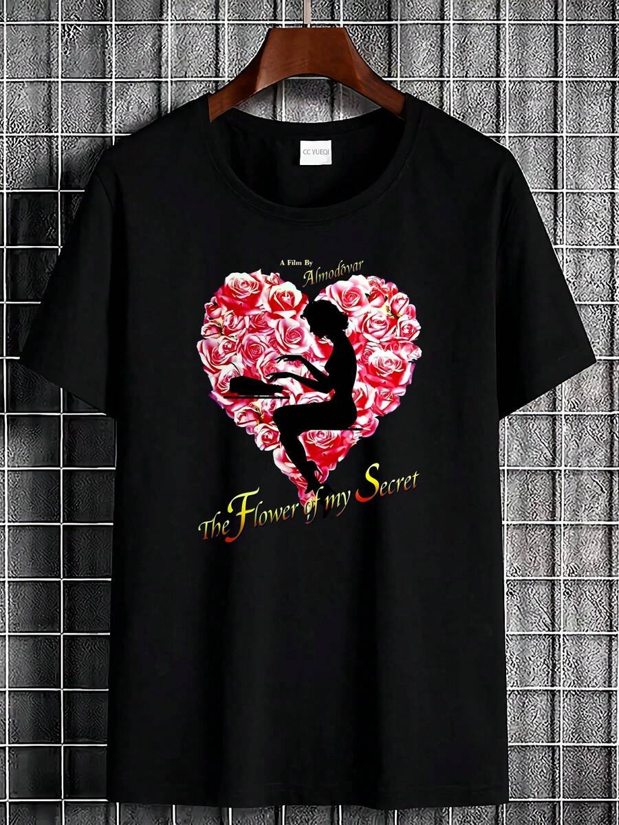 Camiseta de la película de Pedro Almodóvar - Flower of My Secret & Volver - Camiseta de película clásica de culto de Criterion - Top unisex casual con estampado del nombre del director - Sua - Negro - Ver 1
