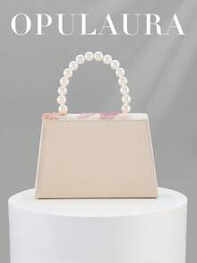OpulAura 亮片刺繡花卉手提包，女款時尚亮片拼接手拿包，仿珍珠手柄設計，派對晚宴包，隨機剪裁，適合女性，適用於派對、婚禮、舞會、度假，完美搭配派對、婚禮、舞會晚宴/宴會，可搭配度假派對洋裝、晚禮服和亮片洋裝 - 粉色 - 查看 6