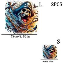 1/2/3pcs Halloween Pirate Skull Heat Transfer Stickers DIY Iron-On Decals For T-Shirts, Pillows, Backpacks, Multi-Color Durable Washable Plastic Stickers - Multicolor - View 10