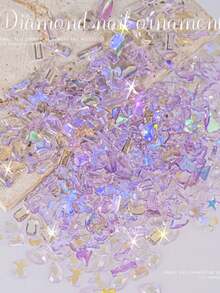 100pcs Bagged Small Flat Back Rhinestones Nail Art Decor Asymmetrical Colorful Aurora Rhinestones Multicolor Heart Water Drop Nail Charms - Baby Pink - View 13