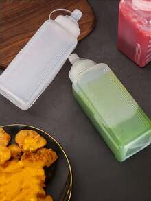 1pc Squeeze Sauce Bottle, Large Capacity Portable Kitchen Utensil, Multiple Sizes Available, Multi-Purpose Leak-Proof Condiment Bottle, Suitable For Ketchup, Jam And Salad Dressing - Multicolor - View 4