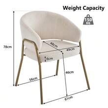White Dining Chair, Modern Velvet Spray Gold Dining Chair In Gold Finish (2 Pcs), Dining Chair With Golden Legs - White - View 2