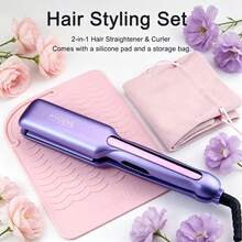 ANGENIL 2合1直髮器與捲髮棒女性專業造型工具 50–55W 110–240V雙電壓 8段可調溫度設定 - 藍色 - 查看 2
