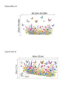 mama look 1pc Flower & Butterfly Wall Sticker, Wildflower Grass & Butterfly, PVC Self-Adhesive Removable, Suitable For Bedroom, Living Room, Study, Dining Room, Bathroom, Home Wall Decor, Room Decoration - Multiple Styles - View 10